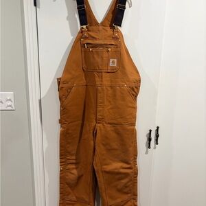Carhartt Brown Duck Bib Overalls Workwear Pants Men’s 40 x 32